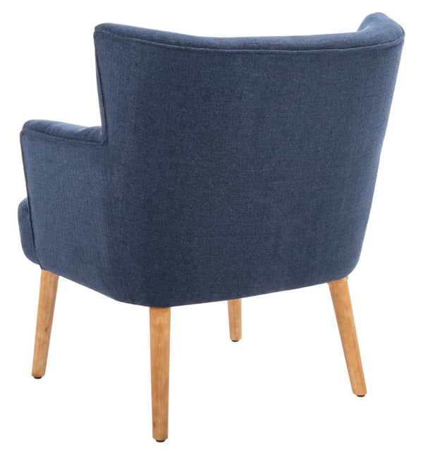 Safavieh Delfino Accent Chair - Mid-Century Modern Wingback Design With Vegan Leather And Tapered Legs Navy ACH4009C