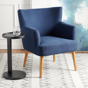 Safavieh Delfino Accent Chair - Mid-Century Modern Wingback Design With Vegan Leather And Tapered Legs Navy ACH4009C