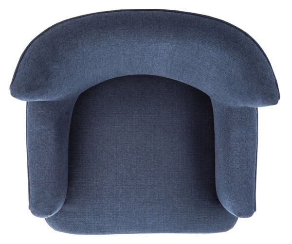 Safavieh Delfino Accent Chair - Mid-Century Modern Wingback Design With Vegan Leather And Tapered Legs Navy ACH4009C