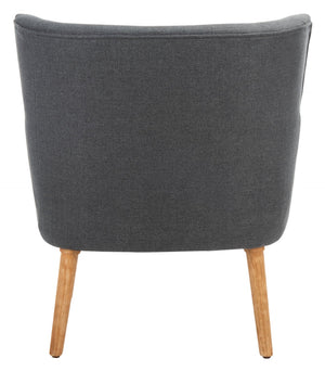 Safavieh Delfino Accent Chair - Mid-Century Modern Wingback Design With Vegan Leather And Tapered Legs Dark Grey ACH4009D