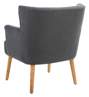 Safavieh Delfino Accent Chair - Mid-Century Modern Wingback Design With Vegan Leather And Tapered Legs Dark Grey ACH4009D