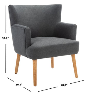 Safavieh Delfino Accent Chair - Mid-Century Modern Wingback Design With Vegan Leather And Tapered Legs Dark Grey ACH4009D