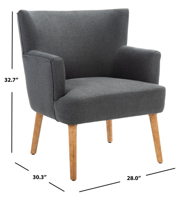 Safavieh Delfino Accent Chair - Mid-Century Modern Wingback Design With Vegan Leather And Tapered Legs Dark Grey ACH4009D
