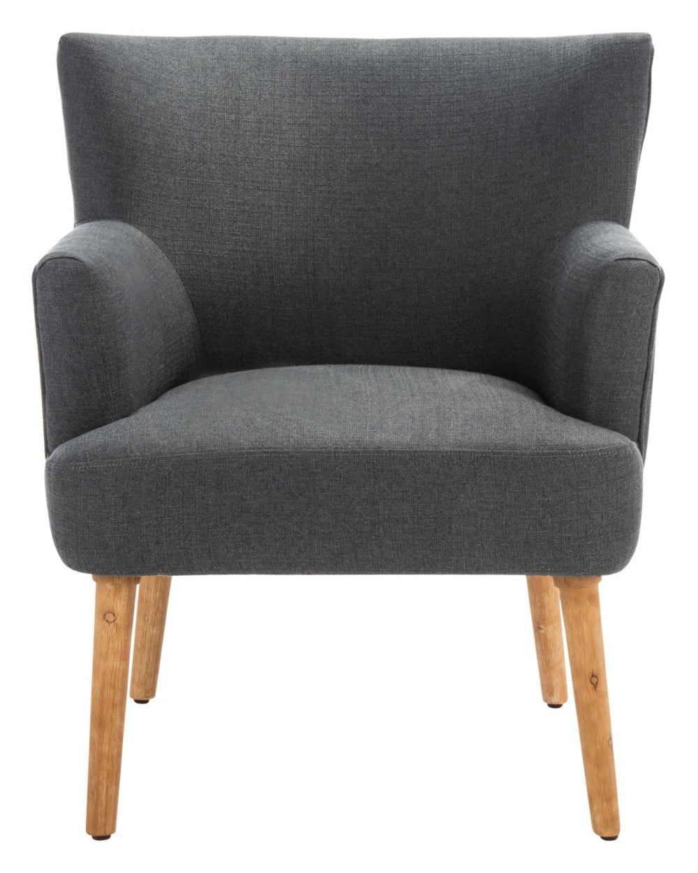 Safavieh Delfino Accent Chair - Mid-Century Modern Wingback Design With Vegan Leather And Tapered Legs Dark Grey ACH4009D