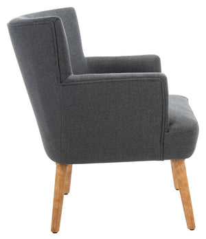 Safavieh Delfino Accent Chair - Mid-Century Modern Wingback Design With Vegan Leather And Tapered Legs Dark Grey ACH4009D