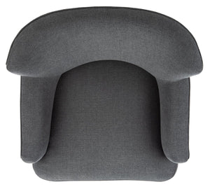 Safavieh Delfino Accent Chair - Mid-Century Modern Wingback Design With Vegan Leather And Tapered Legs Dark Grey ACH4009D
