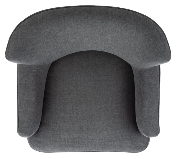 Safavieh Delfino Accent Chair - Mid-Century Modern Wingback Design With Vegan Leather And Tapered Legs Dark Grey ACH4009D