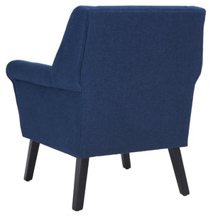 Safavieh Videl Accent Chair - Elegant Navy Linen Upholstery, Vintage-Inspired Design, Comfortable & Stylish Seating ACH4011A