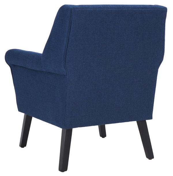 Safavieh Videl Accent Chair - Elegant Navy Linen Upholstery, Vintage-Inspired Design, Comfortable & Stylish Seating ACH4011A