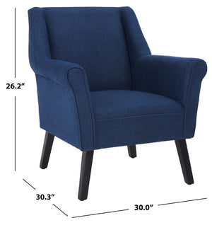 Safavieh Videl Accent Chair - Elegant Navy Linen Upholstery, Vintage-Inspired Design, Comfortable & Stylish Seating ACH4011A