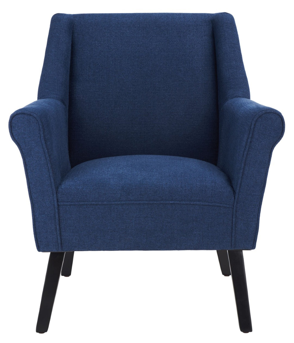 Safavieh Videl Accent Chair - Elegant Navy Linen Upholstery, Vintage-Inspired Design, Comfortable & Stylish Seating ACH4011A