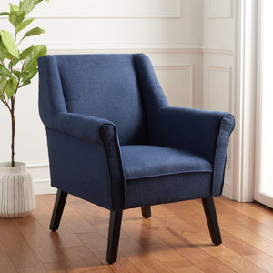 Safavieh Videl Accent Chair - Elegant Navy Linen Upholstery, Vintage-Inspired Design, Comfortable & Stylish Seating ACH4011A