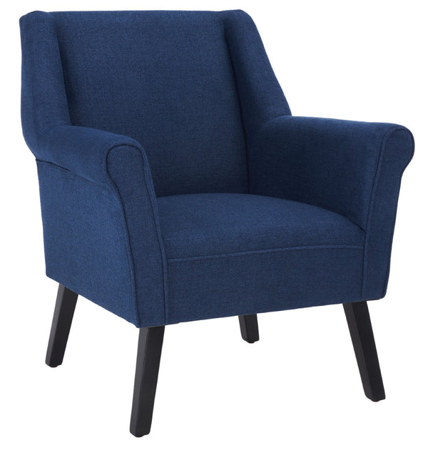 Safavieh Videl Accent Chair - Elegant Navy Linen Upholstery, Vintage-Inspired Design, Comfortable & Stylish Seating ACH4011A