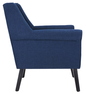 Safavieh Videl Accent Chair - Elegant Navy Linen Upholstery, Vintage-Inspired Design, Comfortable & Stylish Seating ACH4011A