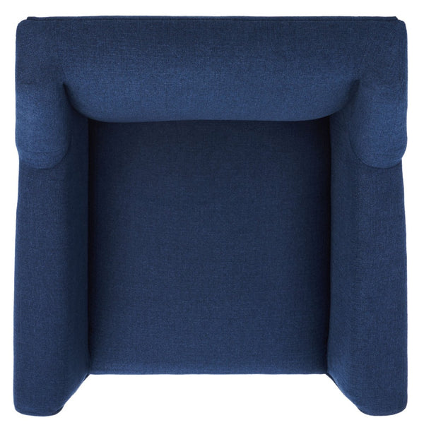 Safavieh Videl Accent Chair - Elegant Navy Linen Upholstery, Vintage-Inspired Design, Comfortable & Stylish Seating ACH4011A
