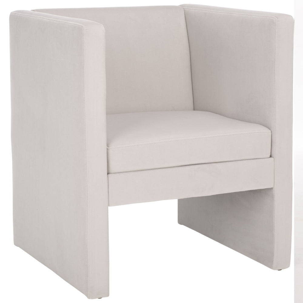Safavieh Gisle Modern Accent Chair - Plush Upholstered Lounge Seat For Stylish Living Rooms & Cozy Nooks Light Grey Velvet ACH4012B