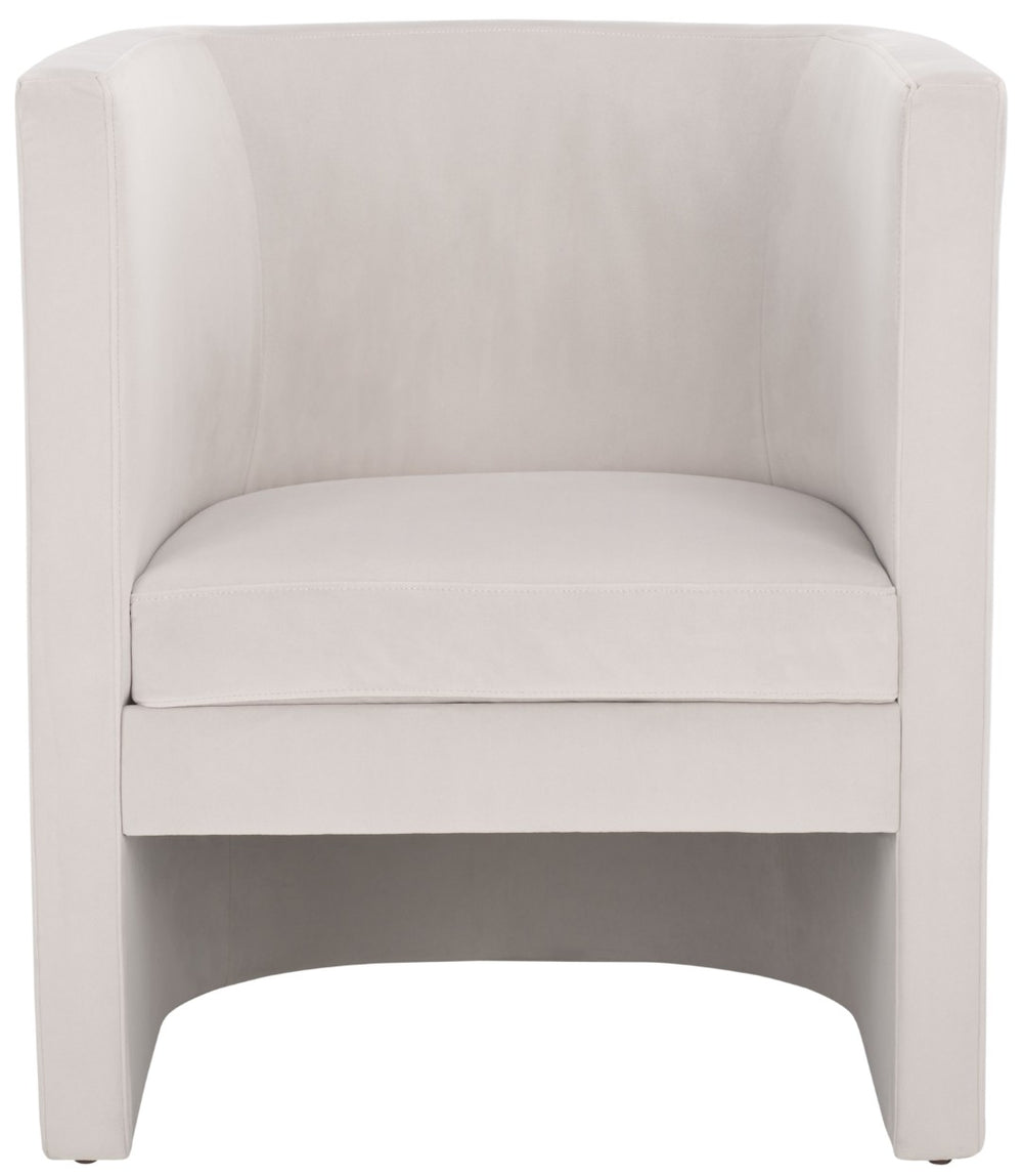 Safavieh Eydis Plush Barrel-Back Accent Chair - Modern Luxury With Cozy Support For Living Rooms & Offices Light Grey Velvet ACH4014B