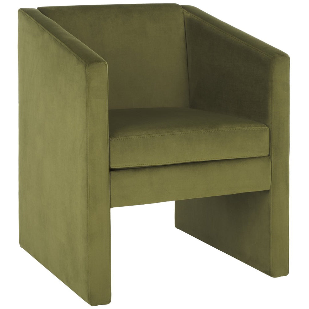 Safavieh Ylva Accent Chair - Modern Comfort With Plush Seating And Elegant Design For Any Room Decor Olive Green Velvet ACH4015A