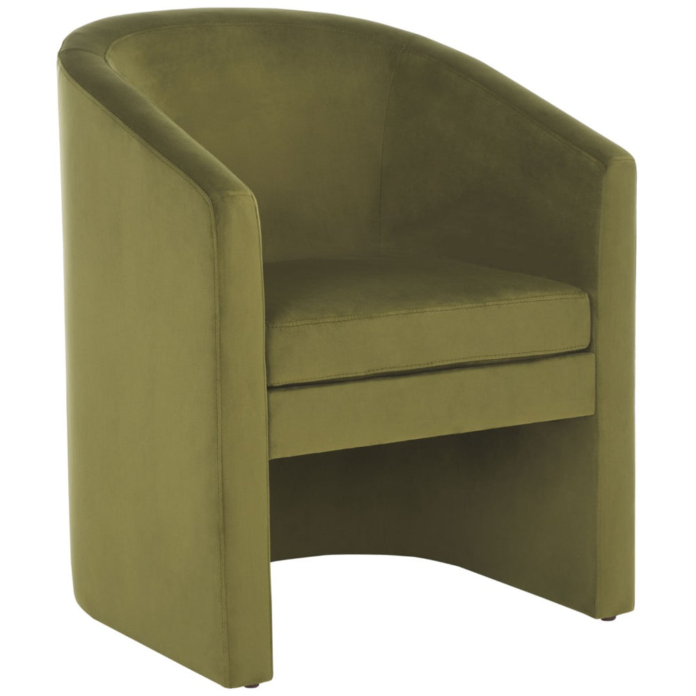 Safavieh Elysian Accent Chair – Modern Barrel-Back Design In Plush Upholstery For Stylish Small Spaces Olive Green Velvet ACH4016A
