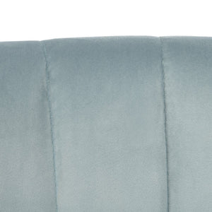 Safavieh June Mid-Century Accent Chair - Elegant Velvet Upholstery & Sturdy Rubberwood For Timeless Style Slate Blue/Natural ACH4500A