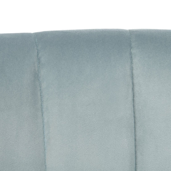 Safavieh June Mid-Century Accent Chair - Elegant Velvet Upholstery & Sturdy Rubberwood For Timeless Style Slate Blue/Natural ACH4500A