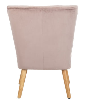 Safavieh June Mid-Century Accent Chair - Elegant Velvet Upholstery & Sturdy Rubberwood For Timeless Style Mauve/Natural ACH4500C