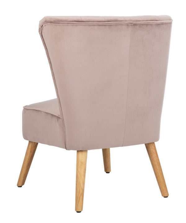 Safavieh June Mid-Century Accent Chair - Elegant Velvet Upholstery & Sturdy Rubberwood For Timeless Style Mauve/Natural ACH4500C