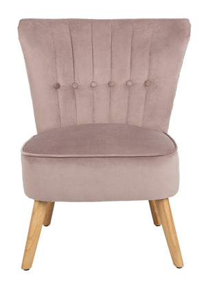 Safavieh June Mid-Century Accent Chair - Elegant Velvet Upholstery & Sturdy Rubberwood For Timeless Style Mauve/Natural ACH4500C