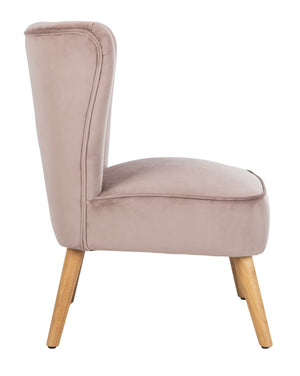 Safavieh June Mid-Century Accent Chair - Elegant Velvet Upholstery & Sturdy Rubberwood For Timeless Style Mauve/Natural ACH4500C