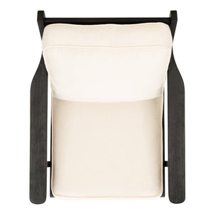 Safavieh Nico Mid-Century Accent Chair - Elegant Black Oak Frame With Plush Bone-White Linen Cushions ACH4501A