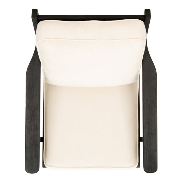 Safavieh Nico Mid-Century Accent Chair - Elegant Black Oak Frame With Plush Bone-White Linen Cushions ACH4501A