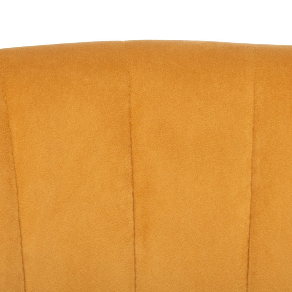 Safavieh Stazia Wingback Accent Chair - Vintage-Inspired Velvet With Chic Channel Tufting And Gold Legs Marigold/Black ACH4502A