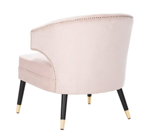 Safavieh Stazia Wingback Accent Chair - Vintage-Inspired Velvet With Chic Channel Tufting And Gold Legs Blush Pink/Black ACH4502B