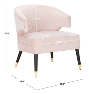 Safavieh Stazia Wingback Accent Chair - Vintage-Inspired Velvet With Chic Channel Tufting And Gold Legs Blush Pink/Black ACH4502B
