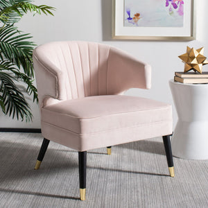 Safavieh Stazia Wingback Accent Chair - Vintage-Inspired Velvet With Chic Channel Tufting And Gold Legs Blush Pink/Black ACH4502B