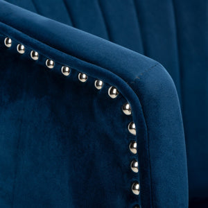 Safavieh Stazia Wingback Accent Chair - Vintage-Inspired Velvet With Chic Channel Tufting And Gold Legs Navy/Black ACH4502C