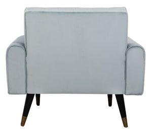 Safavieh Amaris Tufted Accent Chair - Mid-Century Elegance With Plush Velvet Upholstery & Brass Accents Slate Blue/Black ACH4503A