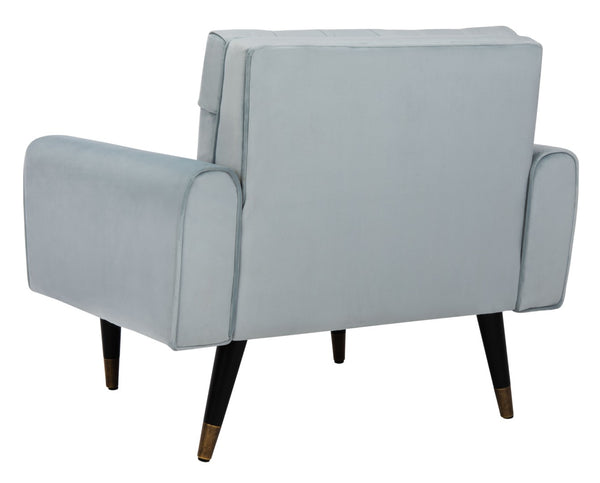 Safavieh Amaris Tufted Accent Chair - Mid-Century Elegance With Plush Velvet Upholstery & Brass Accents Slate Blue/Black ACH4503A