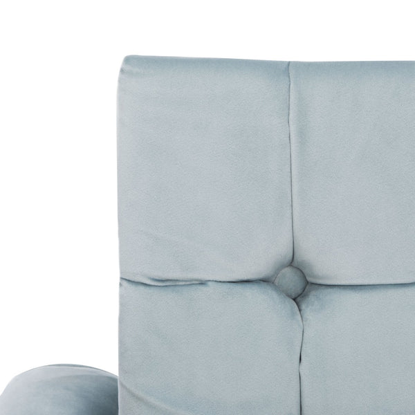 Safavieh Amaris Tufted Accent Chair - Mid-Century Elegance With Plush Velvet Upholstery & Brass Accents Slate Blue/Black ACH4503A
