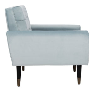 Safavieh Amaris Tufted Accent Chair - Mid-Century Elegance With Plush Velvet Upholstery & Brass Accents Slate Blue/Black ACH4503A