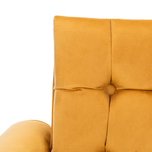 Safavieh Amaris Tufted Accent Chair - Mid-Century Elegance With Plush Velvet Upholstery & Brass Accents Marigold/Black ACH4503B