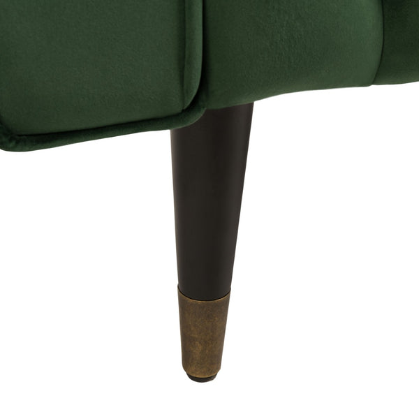 Safavieh Amaris Tufted Accent Chair - Mid-Century Elegance With Plush Velvet Upholstery & Brass Accents Forest Green/Black ACH4503D
