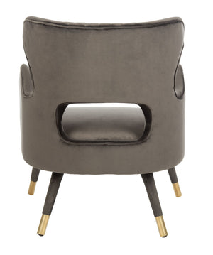 Safavieh Blair Wingback Accent Chair - Luxe Velvet Upholstery With Channel Tufting, Gold-Capped Legs & Style Shale/Gold ACH4504A