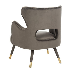 Safavieh Blair Wingback Accent Chair - Luxe Velvet Upholstery With Channel Tufting, Gold-Capped Legs & Style Shale/Gold ACH4504A