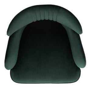 Safavieh Blair Wingback Accent Chair - Luxe Velvet Upholstery With Channel Tufting, Gold-Capped Legs & Style Forest Green/Gold ACH4504D