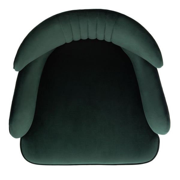 Safavieh Blair Wingback Accent Chair - Luxe Velvet Upholstery With Channel Tufting, Gold-Capped Legs & Style Forest Green/Gold ACH4504D