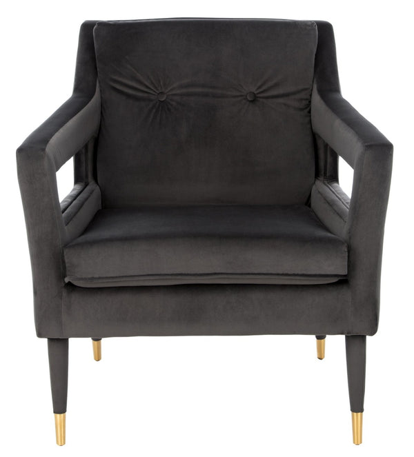 Safavieh Mara Tufted Accent Chair - Mid-Century Modern Design With Plush Velvet Upholstery & Gold Accents Shale/Gold ACH4505A