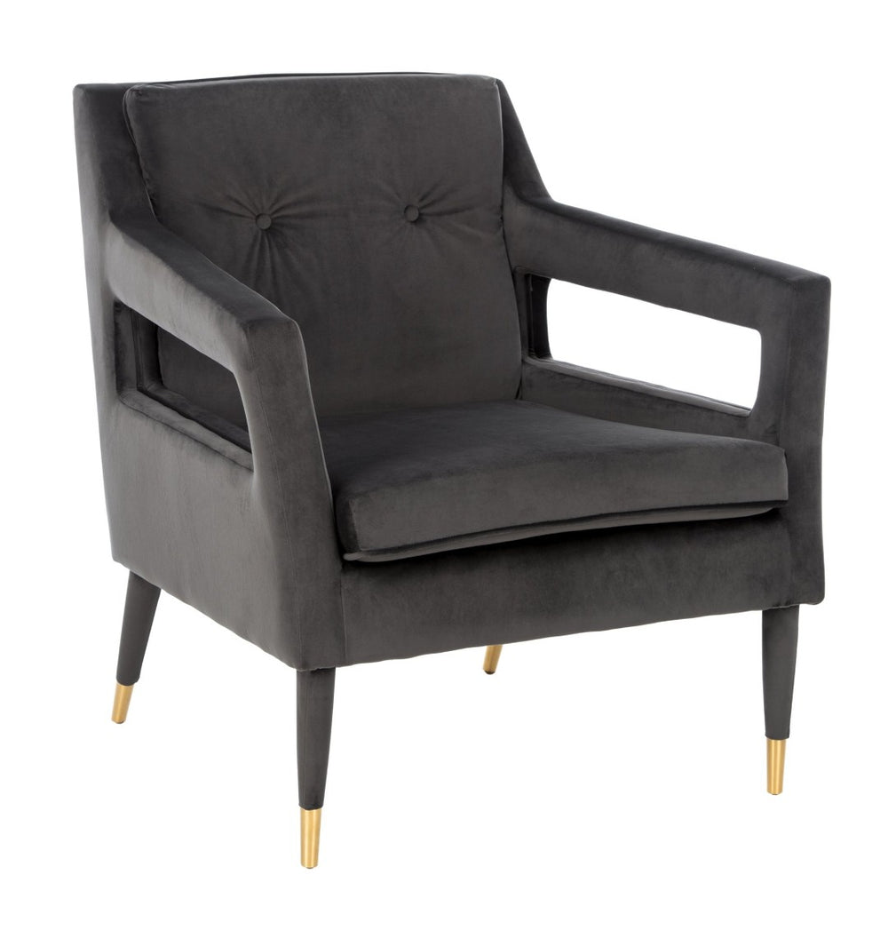 Safavieh Mara Tufted Accent Chair - Mid-Century Modern Design With Plush Velvet Upholstery & Gold Accents Shale/Gold ACH4505A