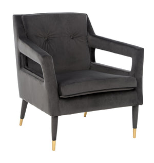 Safavieh Mara Tufted Accent Chair - Mid-Century Modern Design With Plush Velvet Upholstery & Gold Accents Shale/Gold ACH4505A