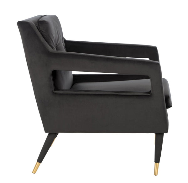 Safavieh Mara Tufted Accent Chair - Mid-Century Modern Design With Plush Velvet Upholstery & Gold Accents Shale/Gold ACH4505A